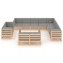 Set Divani Giardino 12 pz con Cuscini in Legno Massello di Pino