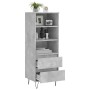 Credenza Grigio Cemento 40x36x110 cm in Legno Multistrato