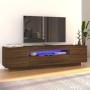 Mobile Porta TV con Luci LED Rovere Marrone 160x35x40 cm