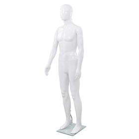 Manichino Uomo Figura Intera Base in Vetro 185 cm Bianco Lucido