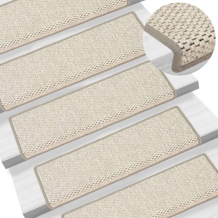 Tappeti Autoadesivi Scale Aspetto Sisal 15 pz 65x21x4 cm Beige