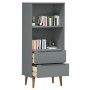 Libreria MOLDE Grigia 60x35x133,5 cm in Legno Massello di Pino