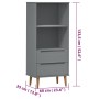 Libreria MOLDE Grigia 60x35x133,5 cm in Legno Massello di Pino