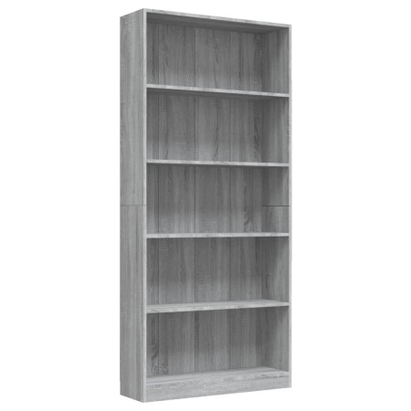 Libreria 5 Ripiani Grigio Sonoma 80x24x175 cm Legno Multistrato