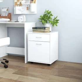 Mobiletto con Rotelle Bianco 45x38x54cm in Legno Ingegnerizzato