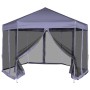 Gazebo Esagonale Pop-Up con 6 Pareti Blu Scuro 3,6x3,1 m