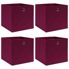 Scatole con Coperchi 4pz Rosso Scuro 32x32x32 cm Tessuto