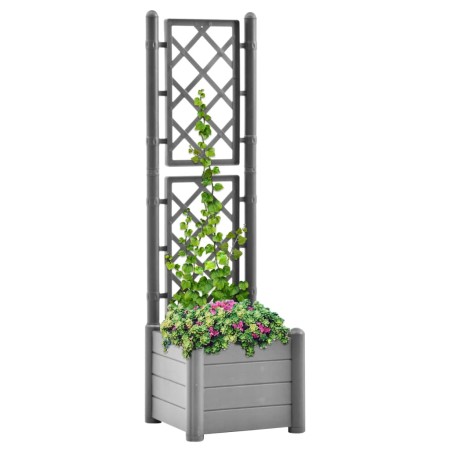 Fioriera da Giardino con Graticcio 43x43x142cm PP Grigio Pietra