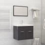 Set Mobili da Bagno 2 pz Grigio Lucido in Legno Multistrato