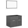 Set Mobili da Bagno 2 pz Grigio Lucido in Legno Multistrato