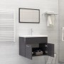 Set Mobili da Bagno 2 pz Grigio Lucido in Legno Multistrato