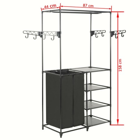 Appendiabiti Acciaio e Tessuto non Tessuto 87x44x158 cm Nero