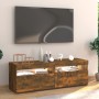 Mobile Porta TV con Luci LED Rovere Fumo 120x35x40 cm