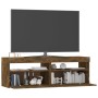 Mobile Porta TV con Luci LED Rovere Fumo 120x35x40 cm