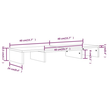 Supporto per Monitor Nero 80x24x10,5 cm Legno Massello di Pino