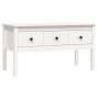 Tavolino da Salotto Bianco 102x49x55 cm Legno Massello di Pino