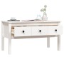 Tavolino da Salotto Bianco 102x49x55 cm Legno Massello di Pino