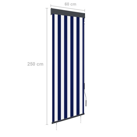 Tenda a Rullo per Esterni 60x250 cm Blu e Bianca