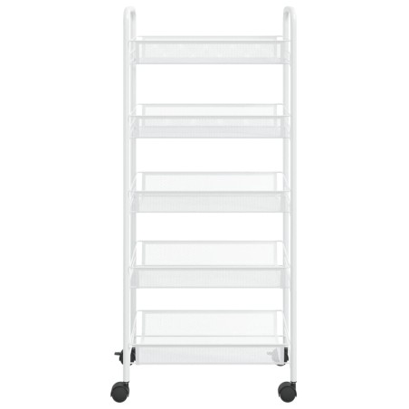 Carrello da Cucina con 5 Ripiani Bianco 46x26x105 cm in Ferro