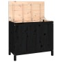 Contenitore per Bucato Nero 88,5x44x76 cm Legno Massello Pino