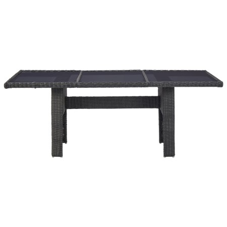 Tavolo da Giardino Nero 200x100x74 cm in Vetro e Polyrattan