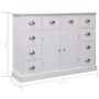 Credenza con 10 Cassetti Bianca 113x30x79 cm in Legno