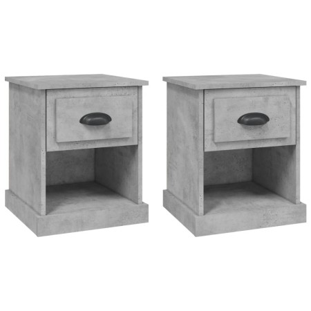 Comodini 2 pz Grigio Cemento 39x39x47,5 cm in Legno Multistrato