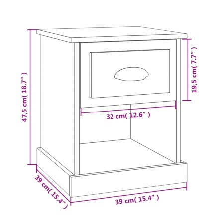 Comodini 2 pz Grigio Cemento 39x39x47,5 cm in Legno Multistrato