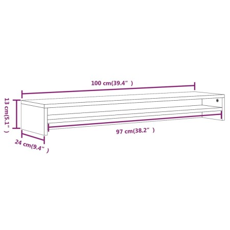 Supporto per Monitor Rovere Fumo 100x24x13 cm Legno Multistrato