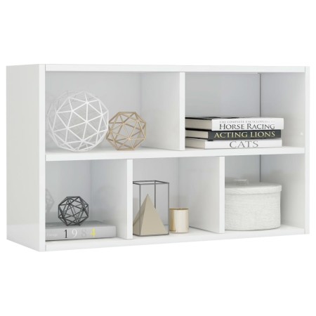 Libreria/Credenza Bianco Lucido 50x25x80 cm Legno Multistrato