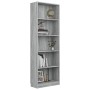 Libreria 5 Ripiani Grigio Sonoma 60x24x175 cm Legno Multistrato