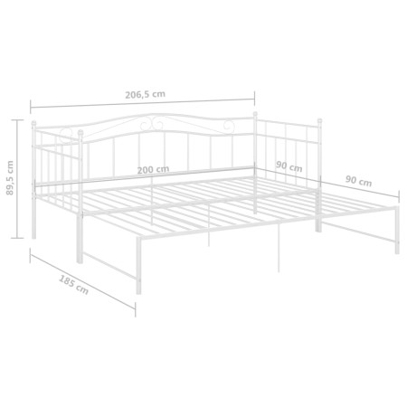 Telaio Divano Letto Estraibile Bianco in Metallo 90x200 cm