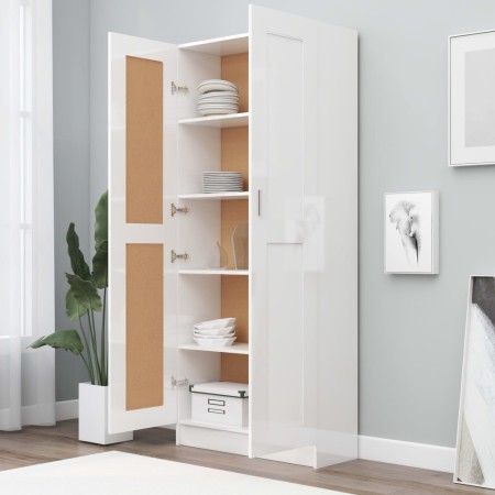 Libreria Bianco Lucido 82,5x30,5x185,5 cm in Legno Multistrato