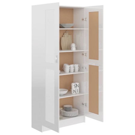 Libreria Bianco Lucido 82,5x30,5x185,5 cm in Legno Multistrato