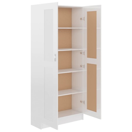 Libreria Bianco Lucido 82,5x30,5x185,5 cm in Legno Multistrato