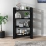 Libreria/Divisorio Nero 80x35x125 cm in Legno Massello di Pino