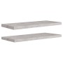 Scaffali a Parete 2 pz Grigio Cemento 80x23,5x3,8 cm in MDF