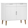 Credenza MOLDE Bianca 90x40x80 cm in Legno Massello di Pino