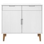 Credenza MOLDE Bianca 90x40x80 cm in Legno Massello di Pino