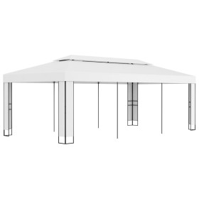 Gazebo con Tetto Doppio 3x6 m Bianco