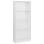 Libreria 4 Ripiani Bianco Lucido 60x24x142 cm Legno Multistrato