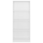 Libreria 4 Ripiani Bianco Lucido 60x24x142 cm Legno Multistrato