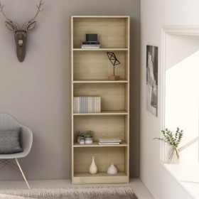 Libreria 5 Ripiani Rovere Sonoma 60x24x175 cm Legno Multistrato