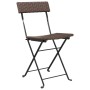 Set Pieghevole da Bistrò 3 pz Marrone in Polyrattan