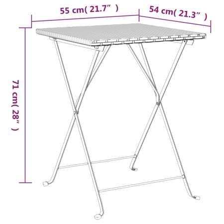 Set Pieghevole da Bistrò 3 pz Marrone in Polyrattan