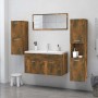 Armadietto Bagno Rovere Fumo 30x30x130 cm in Legno Multistrato