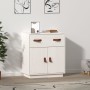 Credenza Bianca 65,5x40x75 cm in Legno Massello di Pino