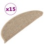 Tappeti Adesivi Scale 15 pz 56x17x3 cm Beige Scuro