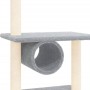 Albero per Gatti con Tiragraffi in Sisal Grigio Chiaro 279 cm