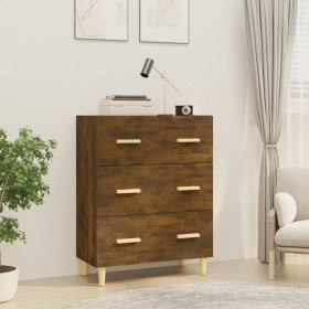 Credenza Rovere Fumo 70x34x90 cm in Legno Multistrato